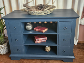 Brocante blauwe ladekast 