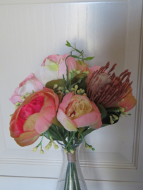 Boeket kunstbloemen ranonkel - 10 stelen - 33 cm lang