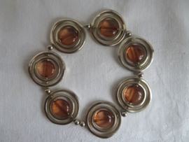 Vintage zilver armband met amber stenen