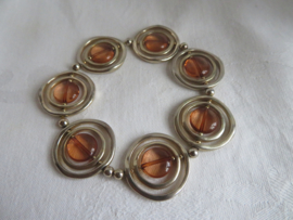 Vintage zilver armband met amber stenen