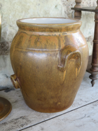 VERKOCHT Oude Franse bruine aardewerk azijnpot - 25 cm