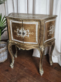VERKOCHT Brocante Italiaans Florentijns kastje goud