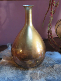 VERKOCHT Vintage goudkleurige glazen vaas, 31 cm
