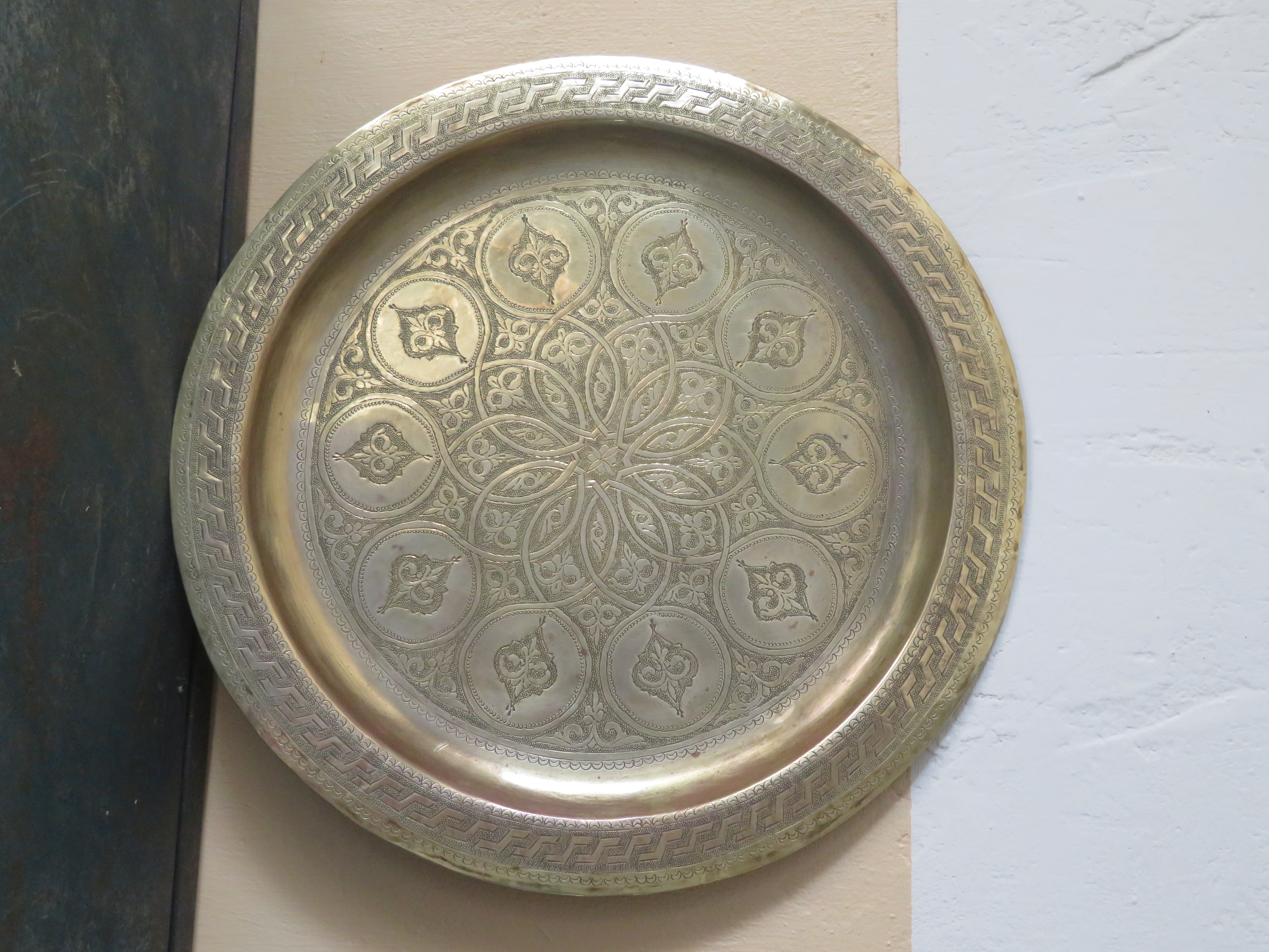 Oud Marokkaans koperen dienblad schaal - 35 cm