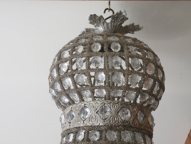Kristallen zak kroonluchter in zilver armatuur - 100 x 50 cm