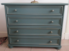 VERKOCHT Oud brocante groen ladekastje
