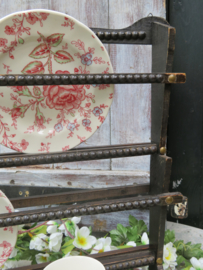VERKOCHT Antiek houten bordenrek