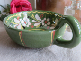 Vintage Portugees groen aardewerk schaaltje - handgeschilderd