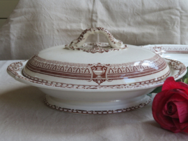 VERKOCHT Antieke ovale terrine op losse onderschaal - Royal Semi Porcelain - Till and Son