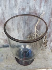 Groot vintage PTMD glazen windlicht - 40 cm hoog