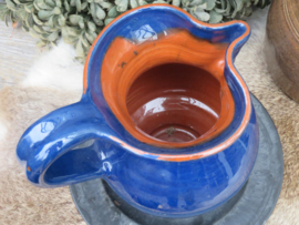 Oude blauwe aardewerk kan waterkan handgeschilderd - 15 cm