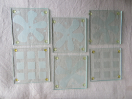 Vintage vierkante glazen onderzetters - set van 6