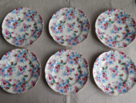 VERKOCHT Set van 6 borden Johnson Bros - Chicken Chintz - 20 cm