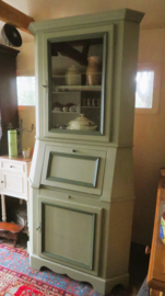 VERKOCHT Landelijke brocante hoekkast secretaire grenenhout