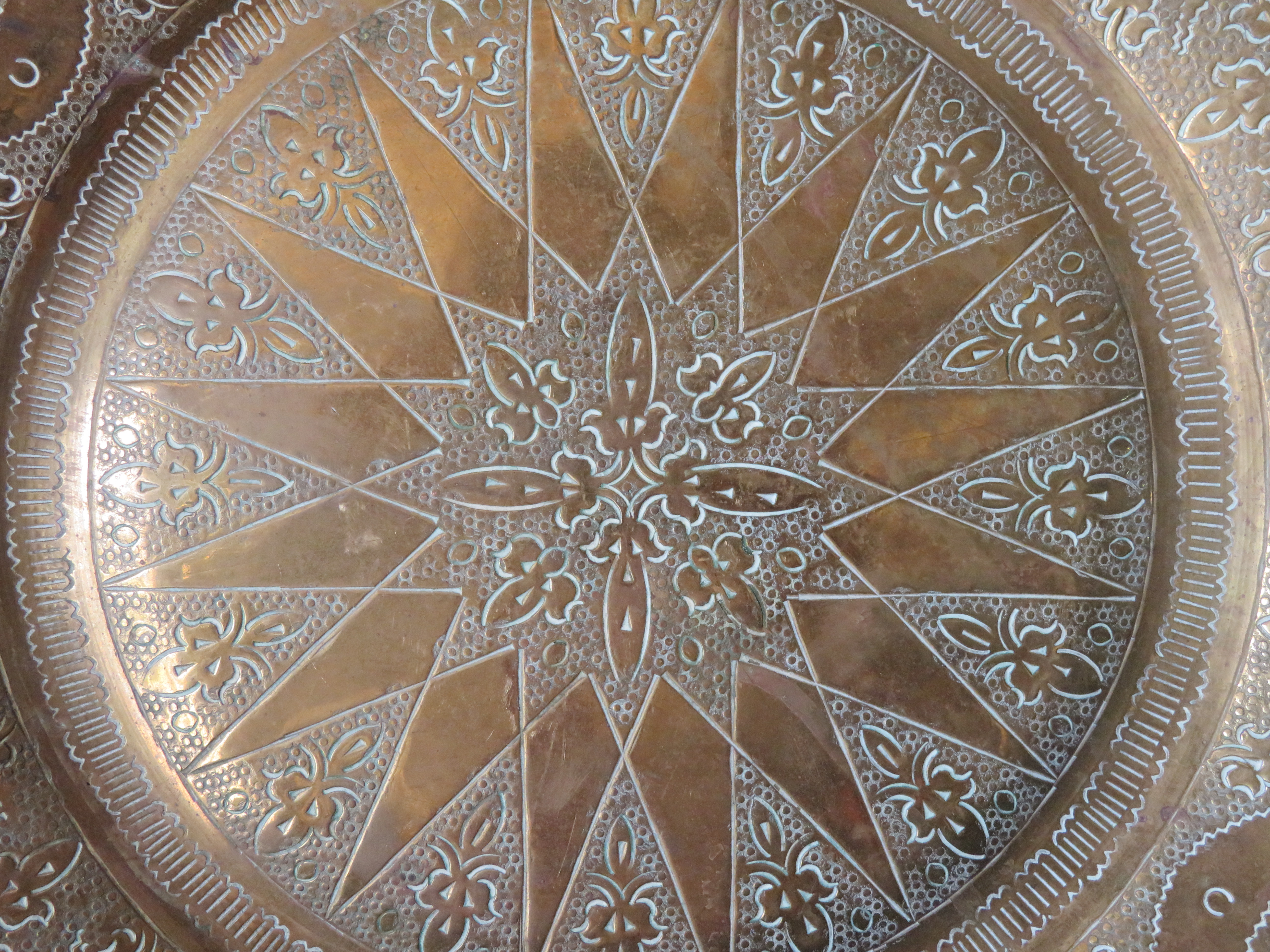 Oud Marokkaans koperen dienblad schaal - 35 cm