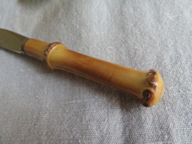 Oud Solingen kaasmesje / fruitmesje met houten handvat - 16 cm