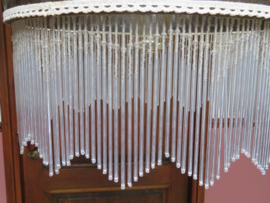 VERKOCHT Art Deco koperen hanglamp met glazen kralen, kralenlamp