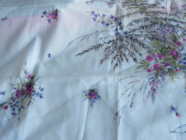 Vintage Leonardi sjaal zijdelook met bloemenprint - 90 x 90 cm