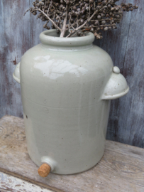 VERKOCHT Grote zware oude Franse gres azijnpot - 40 cm