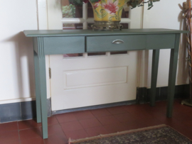 Brocante groene houten sidetable wandtafel - 1.20m breed