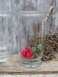 Groot vintage glazen windlicht - 32 cm