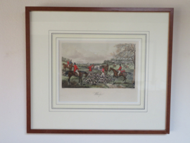 Antiek Engels jachttafereel vossenjacht - H. Alken en J. Harris - 37x32 cm