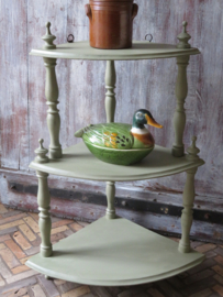 VERKOCHT Antieke brocante houten hoek etagere
