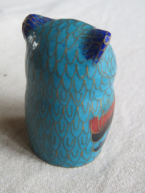VERKOCHT Miniatuur cloisonné uiltje, 6 cm hoog