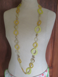 Vintage lange gele halsketting - 52 cm