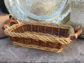 VERKOCHT Franse rieten broodmand met houten handvatten, 47 cm