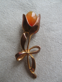 Vintage rosé goud broche tulp