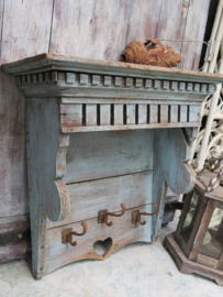 verkocht* Antieke Franse houten kapstok keukenrek