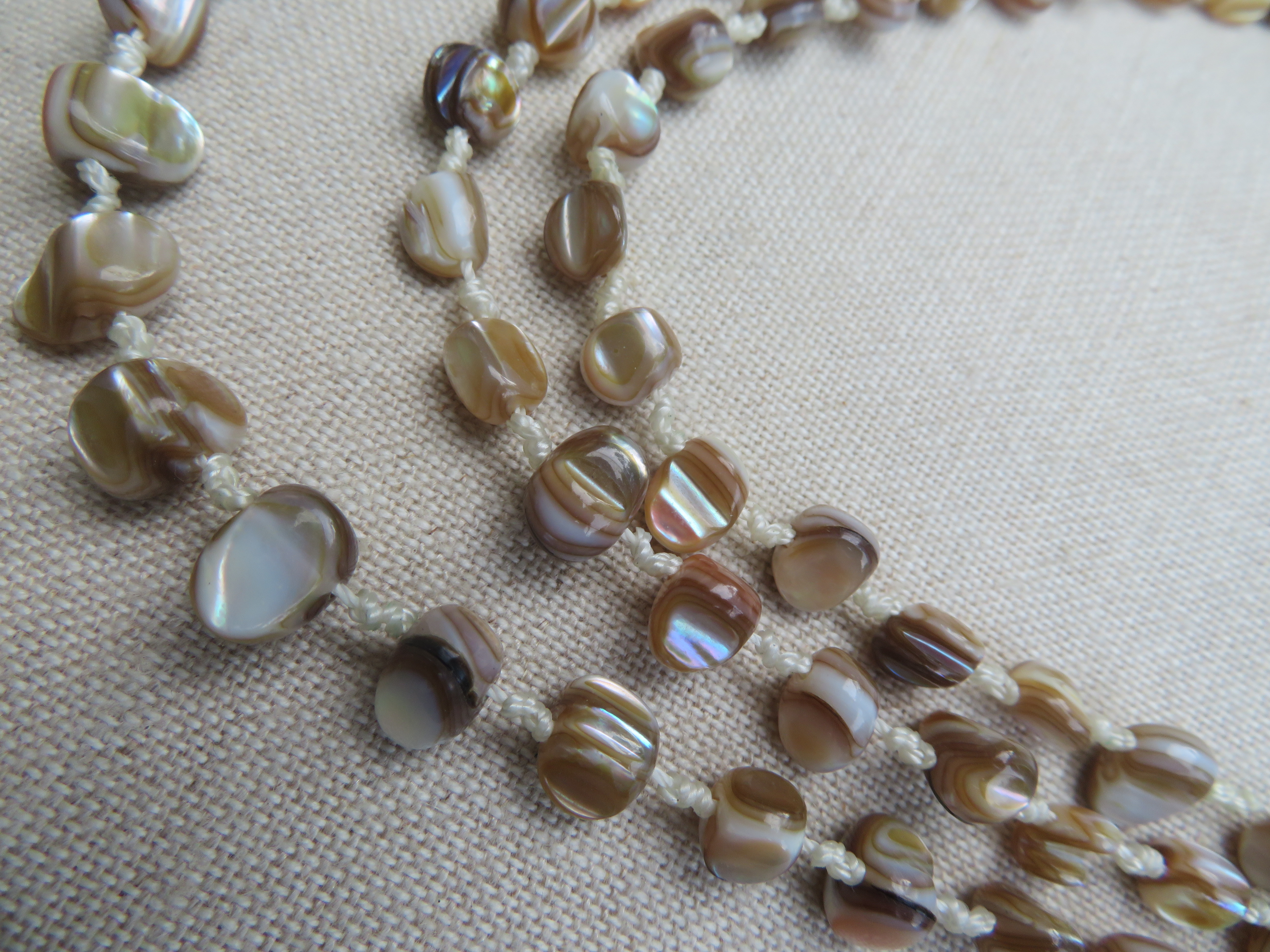 Vintage beige halsketting - 3 rijen