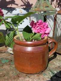 Oude Franse bruine confit pot , 11 cm (artikelnr. 78)