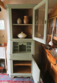 VERKOCHT Landelijke brocante hoekkast secretaire grenenhout