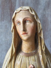 VERKOCHT Antiek brocante gipsen Mariabeeld  - 55 cm hoog