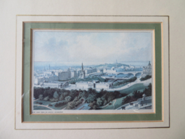 Antieke lithografie Edinburgh uit 1880 - New Town from the Castle -  30x25 cm
