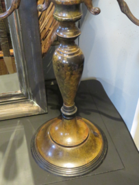 VERKOCHT Brocante 3-armige bronsmetalen kandelaar - 50 cm hoog