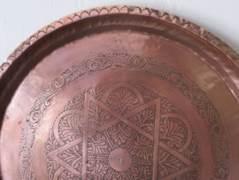 VERKOCHT Oud Marokkaans roodkoperen dienblad schaal - 39 cm