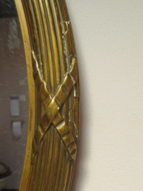 VERKOCHT Antieke ovale spiegel in gouden lijst met strik - 64 x 47 cm