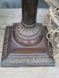 Vintage tafel kandelaar bruin metaal - 22 cm hoog