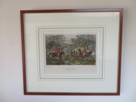 VERKOCHT Antiek Engels jachttafereel vossenjacht - H.Alken en J. Harris - 37x32 cm