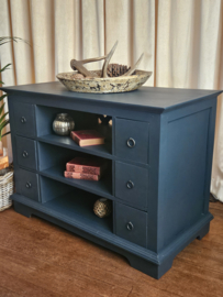Brocante blauwe ladekast 