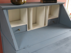 VERKOCHT Oude brocante blauwe secretaire bureau