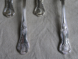 Oude verzilverde bouillonlepels - Sheffield King's Pattern - set van 8
