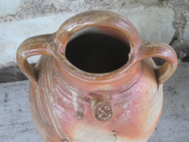 VERKOCHT Antieke Franse aardewerk gargoulette waterkruik - 32 cm