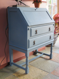 VERKOCHT Oude brocante antiekblauwe secretaire bureau