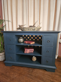 Brocante blauwe ladekast 