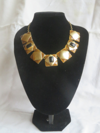 Vintage Dolce Vita goud choker halsketting met zwarte stenen