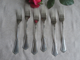 Art Deco alpacca dinervorken - set van 6